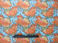 Rowan Westminster Fibers #PWVA 036 Flourish Cotton Fabric, Orange Florals, BTY