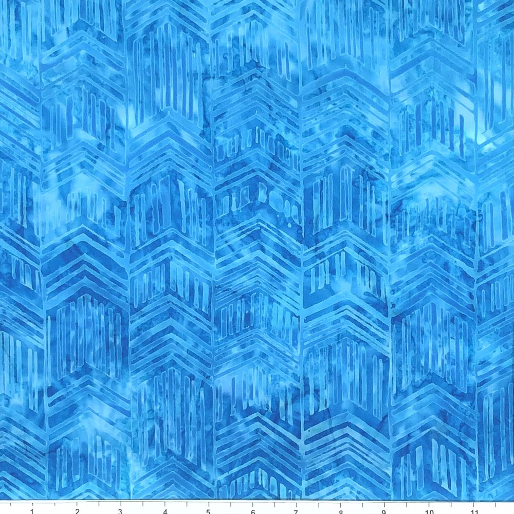 1 Yard Cut of Lunn Fabric Chevron Stripe Batik 100% Cotton 9024 Blue Water Ocean