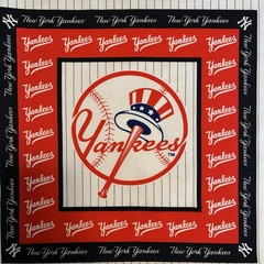 NY Yankees Cotton Fabric Panel 17″ x 16 1/2″ OOP Rare MLB Baseball Bat Sports