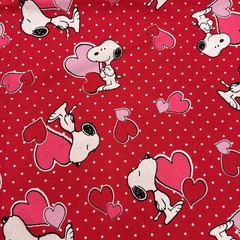 1 Yard x 43” PEANUTS SNOOPY HEART TOSS VALENTINE POLKA DOTS FABRIC RED CP66042