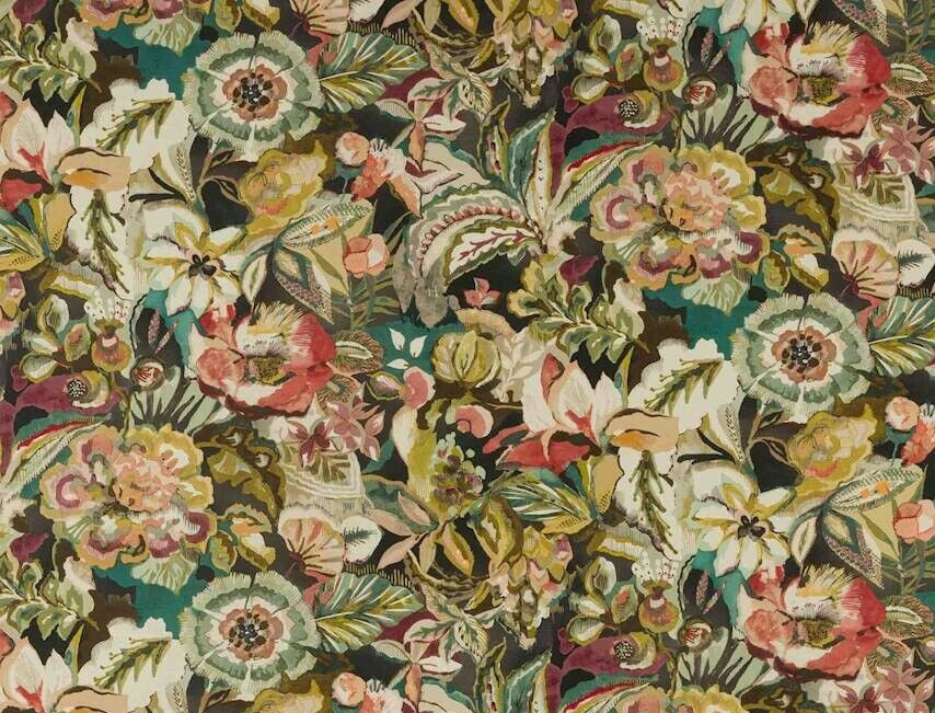 JANE CHURCHILL CURTAIN FABRIC DESIGN Rivera 5.1 METRES CHARCOAL LINEN BLEND