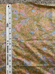 Vintage woven fabric 5 yard lot Polyester 28” Wide 60s Orange Blue Satin shiny