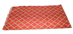 Vintage Brick Red Beige and Lime Cotton Upholstery Fabric 1 Yard 17.5″