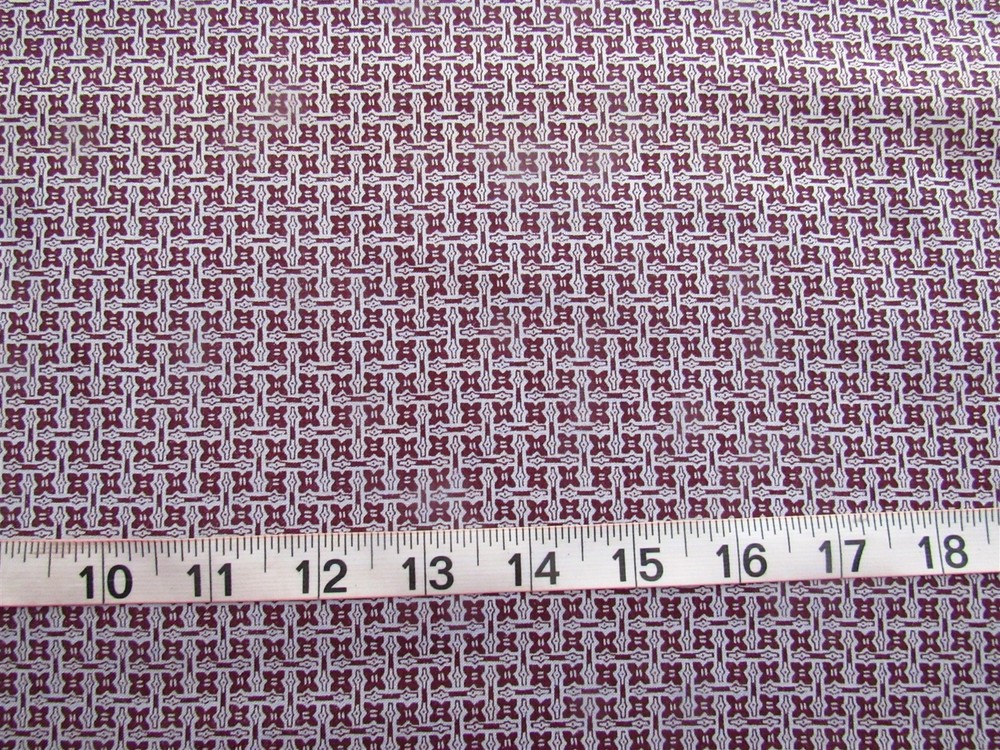 1 yd 100% Cotton Fabric Grey & Purplish Burgundy Tiles