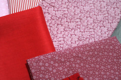 Scrap Piece Quilting Cotton Sewing Fabric RED PINK Hues 8 Different Patterns