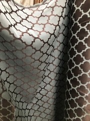 STONE BLUE BROWN Trellis Brocade Upholstery Drapery Fabric (54 in.) Sold BTY