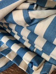 4+ Yards Heavy Cotton DENIM Stripes Blue White 60″W FABRIC Duvet Handmade