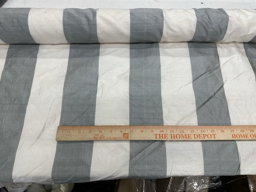 Dupioni Stripes 100% Silk Fabric 54″ Wide, By Yard (210)Sold By The Yard Silver
