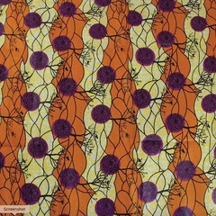 African Print Autumn Tree Brown & Orange Wax Print Cotton Fabric by The Yard