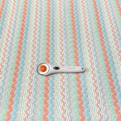 Vintage Pastel Mint Peach Blue Wavy Stripes Knit Fabric 96″ x 60″