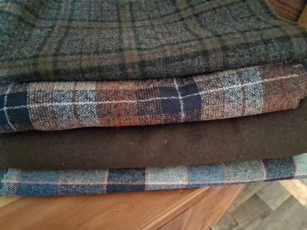 Vintage Wool Blend Fabric Lot Of 4