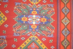 3 yds Stroheim Romann Fabric Linen Moroccan print Maras Red Pillows 54″ x 115″