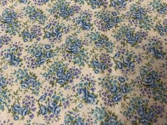Vtg 1998 Classic Cotton Floral Fabric By FCI Blue Lavender Green Cream 1+ Yds