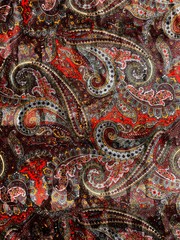 Sutton PAISLEY Print on Polyester Stretch Velvet Fabric by the Yard