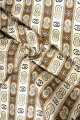 Vintage Polished Cotton, Egyptian Design Metallic Gold Brown Ivory Per 1/2 Yd