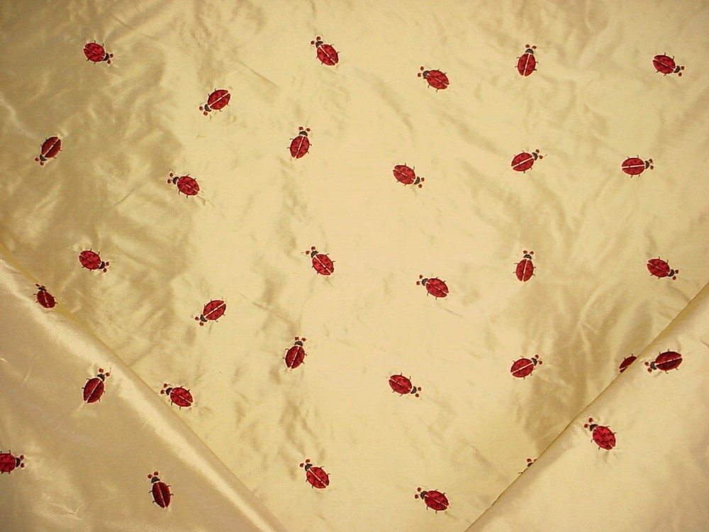 1-5/8Y Lee Jofa Embroidered Ladybird Silk Sun Drapery Upholstery Fabric