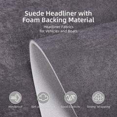 Suede Auto Headliner Fabric 120″ L × 60″ W with Foam Backing – Dark Gray In