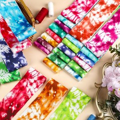 60 PCS Valentines Quilting Fabric Roll 2.6×40 Inch Cotton Strips Tie Dye Sew