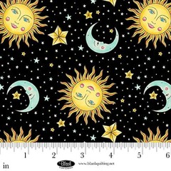 BLANK QUILTING – Ink Chronicles By Urban Design – Sun, Moon & Stars – Black