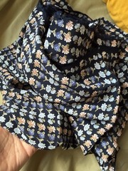 Floral Chiffon Fabric Navy Blues 2 Yard X 52” Lightweight