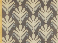 Duralee Tajik Stone Large Ikat Medallion Beige Gray Light Blue Upholstery Fabric