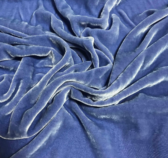 PERIWINKLE BLUE Hand Dyed Silk Velvet Fabric