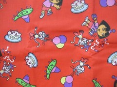 Dora the Explorer with Boots W/PARTY Cotton FABRIC RED MULTI 1 1/2 YDS X 44″
