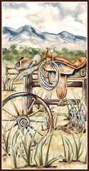 Western View From Henry Glass 24 x 44 Fabric Quilt Panel