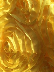 Paige YELLOW 3D Floral Polyester Satin Rosette Fabric by the Yard – 10028