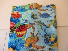Cotton Sea Turtles Tropical Fish Ocean Life Fabric Print 2 pieces Each 10 x 44