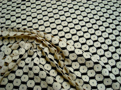 1 of 25 yds Belle Maison Fabric Lace Crochet Bianca Barley beige 54″ x 36″ BTY