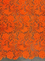 Maggie BRIGHT ORANGE Guipure Venice Heavy Lace Fabric by the Yard – 10019