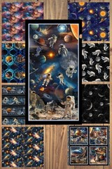 Space Cadet 1/2 Yard or 1 Yard With 24″ & Pillow Panel Bundle Cotton Fabric