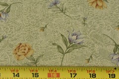 By 1/2 Yd, Vintage, Olive Gold & Lavender Floral Cotton, Classic Cottons, B1581