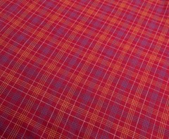 Sushila Vintage Maroon Scrap Saree Pure Cotton Hand Woven Checks Sari Fabric