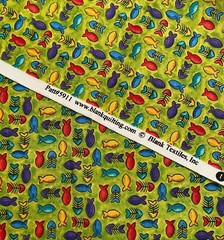 Small Colorful Fish Neon Green Whimsical Goldfish Cotton Quilting Fabric 1 Yard