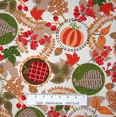 Fall Festival Fabric – Pumpkin Apple Leaves Beige – Benartex Kanvas Studio YARD