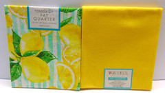 2pc Cotton Fat Quarters, Waverly & Create It – Solid Yellow & Lemon Fruit Print