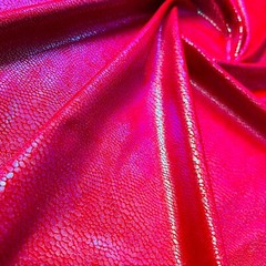 Litmus Red Pearl Hologram Metallic Stretch Foil Hologram Spandex for Swimwear