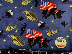Tina Scrap US Army American USA Star Flag Tank Cotton WAR Military 9″x21″ Fabric