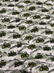 Vintage John Deere Tractor Fabric 44 in w x 33 in l Remnant Cotton Barn Green