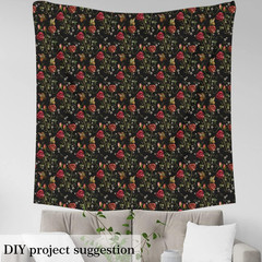 Red Rose Outdoor Fabric by the Yard,White Daisy Flower Plant Fabric by the Yard