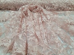 Pink Blush Lace Floral Flowers Guipure Clear Sequin Embroidery Fabric By Yard