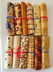 Lot of 12 Cotton Fat Quarters Beige Brown Green Mixed Print Quilting Crafts