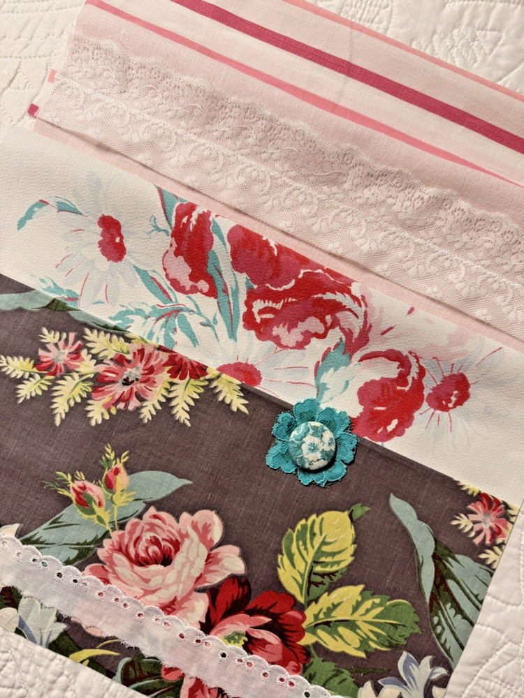 Vintage tablecloth fabric project bundle for sewing projects, pillows, totes!