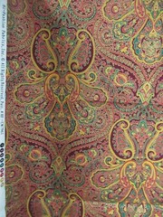 HI-FASHION Paisley FLORAL Cotton Fabric MULTI COLORS Metallic SZ 1 1/2 YDSX