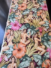 Alexander Henry Fabric Yd Mirage Sexy Pinup Island Girls Hibiscus Palm Leaves P