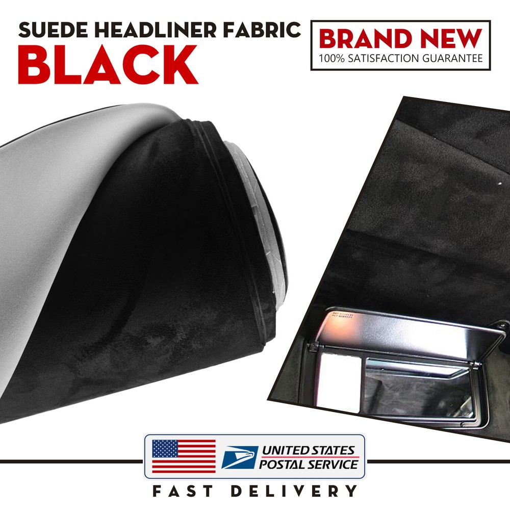 Black 80″x60″ Headliner Fabric Suede Pickup truck ceiling Liner Sag Upholstery