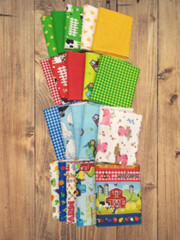 Assorted Barnyard Flat Fold Assortment 10, 25, 30, or 40 Yards Bundle Cotton Fab