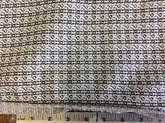 BROWN,BLUE & ECRU POLY KNIT PLAID-60 INCH WIDE- 1 3/8 YARDS